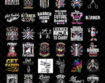 Barber Png Bundle, Hairdresser File, Barbershop Shirt, Barbershop Logo, Png For Shirt, Barber Printable, Scissor Png, Commercial Bundle