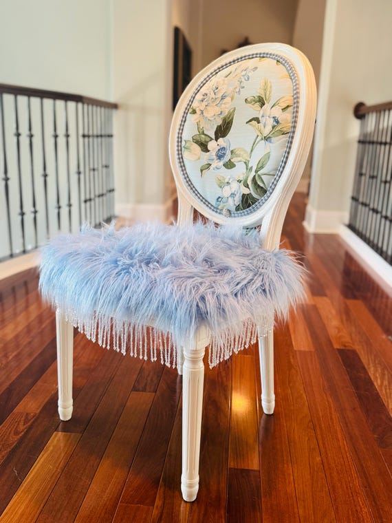 Blue Chair, Makeup Chair, Magnolia Pattern, Southern Belle, Crystal Danglybits