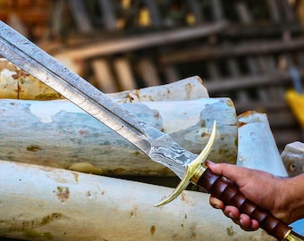 Handgesmeed damaststaal Vikingzwaard | Gepersonaliseerde middeleeuws zwaard