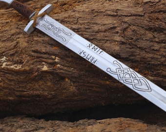 Handgesmeed Vikingzwaard met sierlijke schede | Noors verzamelobject van roestvrij staal