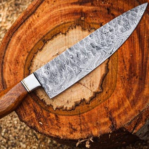 Personalized Damascus Chef Knife | Hand forged Kitchen Knife with Unique Handle | Christmas Gift Unique Gift Wedding Gift Anniversary Gift