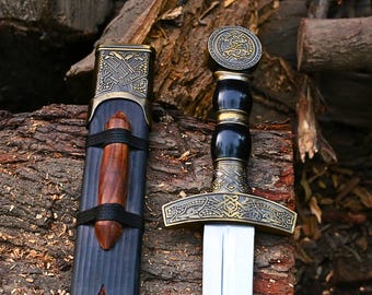Vikingzwaard met houten schede | Handgemaakt roestvrijstalen middeleeuws zwaard | Vikingdecor en cosplayzwaard | Aangepast cadeau voor hem