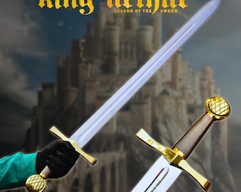 Handgemaakt Excalibur-zwaard | King Arthur-replica met leren schede
