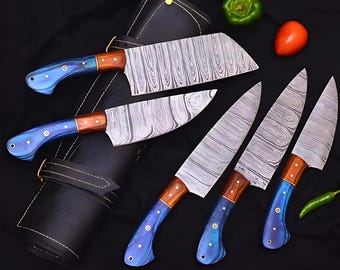 Handgesmeed damaststalen messenset | Premium keukenmessen, cadeau voor chef-kok