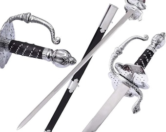 Replica Zorro Rapierzwaard — Handgemaakte roestvrijstalen rapier met schede — Halloween- en kerstcadeau