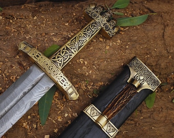 Handgesmeed damast ridderzwaard | Middeleeuws Viking-wapenzwaard