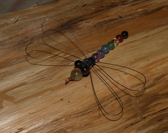 Chakra Dragonfly Pendant - Beaded - 2 3/4"