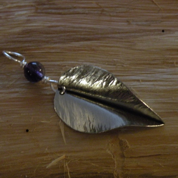 Nickel Leaf Pendant - Beaded - Fold Form (L030)