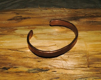 Rugged Copper Bracelet 3/8" Wide - Rustic Hand Forged (B026)