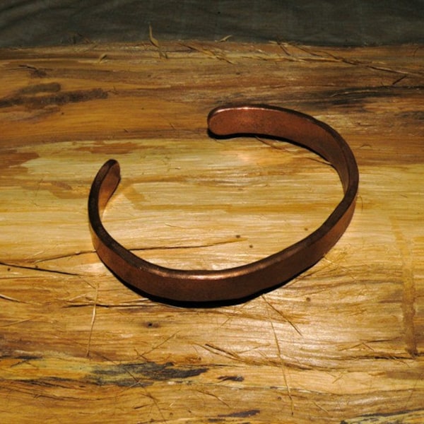 Rugged Copper Bracelet 3/8" Wide - Rustic Hand Forged (B026)