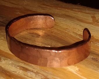 Rustic Copper Cuff Bracelet 1/2" Wide - Hand Forged (10)