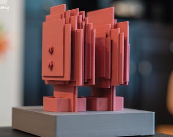 Modern 3D printed sculpture with base - Squared Motion