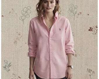 Ralph Lauren Button Down Shirt Pink Polo Horse Oxford Vintage Large 16.5 32/33