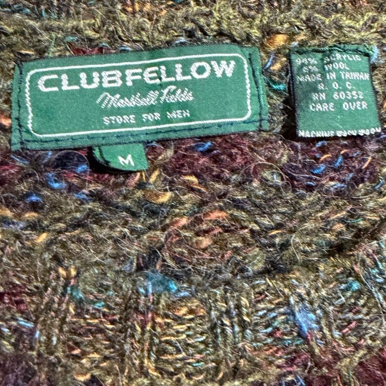 Marshall Fields Wool Sweater Multi-Color Knit Gorpcore Mens Size Medium Vintage image 6