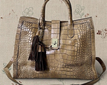 Claudia Firenze Italian Leather Satchel Purse Structured Handbag Y2K Vintage