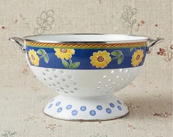 Villeroy & Boch Colander White Sunflower Floral Polka Dots Farmhouse Vintage