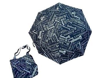 Vintage Bloomingdale's Convertible Tote Bag Umbrella Set Logo Print Black White