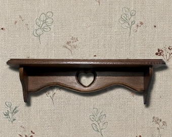 Vintage Handmade Wooden Wall Shelf Heart Cutout Rustic Farmhouse 90s Y2K Boho