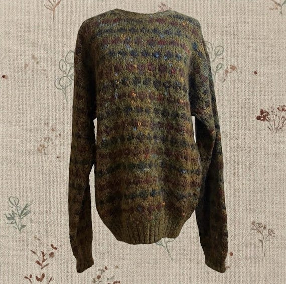 Marshall Fields Wool Sweater, Multi-Color Knit, Gorpcore Style, Retro Pullover, Mens Size Medium, Vintage Autumn Gift