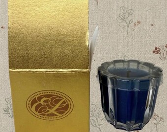 Estee Lauder Star Crystal Fragrance Candle, Blue Glass Decor, Hollywood Regency Style, Collectible Vanity Vintage, Housewarming Gift