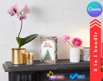 Christmas Card Canva Templates: Invitations, Envelopes, Bookmarks (Digital Download)
