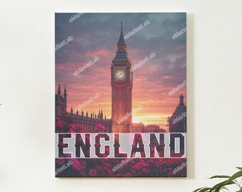 Minimalist Print with the Big Ben: Modern Elegance and Vibrant Colors for Any Space