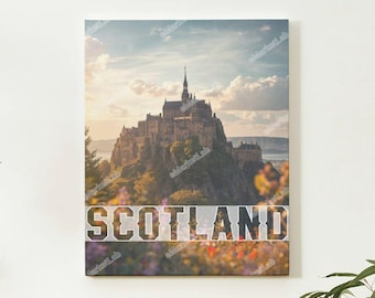 Minimalist Print with the Edinburgh Castle: Modern Elegance and Vibrant Colors for Any Space