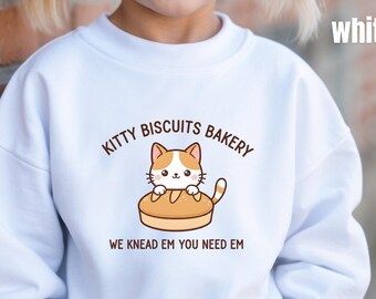 Katt T-shirt för ungdomar och småbarn, rolig katt T-shirt, surdegs T-shirt, katt Meme T-shirt, katt T-shirt, kex T-shirt, bageri T-shirt, kattälskare Gåva T-shirt