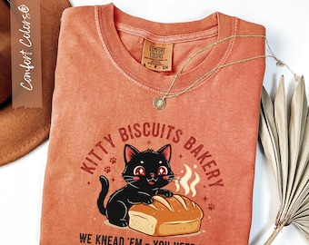 Camiseta de gato con colores cómodos, divertida, de masa madre, meme de gato, de galletas, de panadería, regalo para amantes de los gatitos