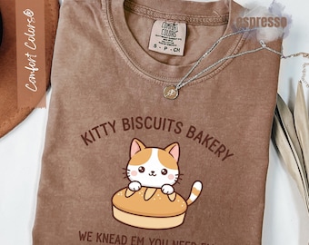 Camiseta de gato con colores cómodos, divertida, de masa madre, meme de gato, de galletas, de panadería, para amantes de los gatitos