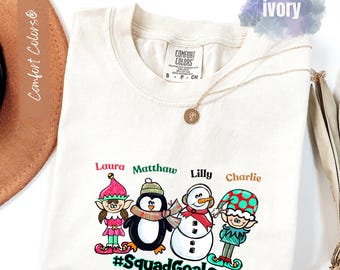 家族で揃うクリスマスチームTシャツ：カスタムコットンホリデーTシャツ