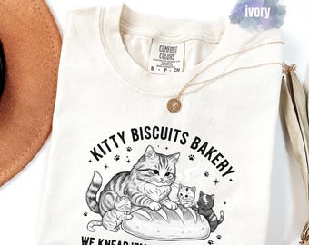 Camiseta de gato con colores cómodos, divertida, de masa madre, meme de gato, de galletas, de panadería, para amantes de los gatitos