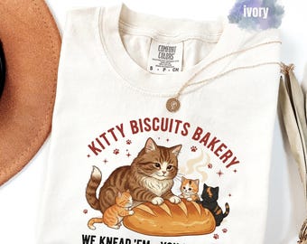 Camiseta de gato con colores cómodos, divertida, de masa madre, meme de gato, de galletas, de panadería, para amantes de los gatitos
