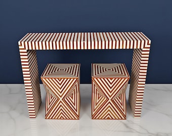 Luxury Bone Inlay Entryway Console Table