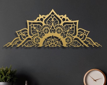 Lotus Mandala Metal Wall Art | Lotus Flower Wall Decor, Spiritual Wall Hangings, Large Metal Wall Art for Living Room, Bedroom Above Bed Art