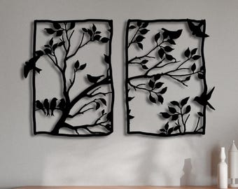 Framed Metal Tree Branch Wall Art: Rustic Indoor Outdoor Decor - Etsy