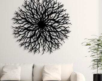 Arte de pared de metal abstracto del Árbol de la Vida: Escultura moderna para sala de estar
