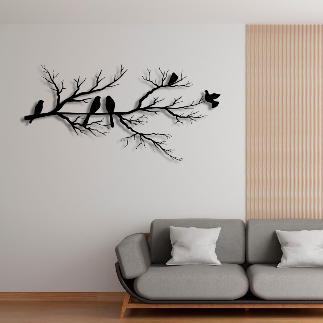 Birds on Branch Metal Wall Art: Nature Outdoor & Living Room Home Decor ...