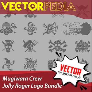 Lot de pirates au chapeau de paille vectoriel Nakama - Pack d'emblèmes d'anime - SVG,PNG,PDF,IA (téléchargement numérique)