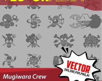 Paquete de vectores del logotipo de Nakama de los Piratas del Sombrero de Paja - Emblemas de anime - SVG, PNG, PDF, AI (Descarga digital)