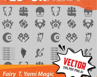 Paquete de logotipos vectoriales del Gremio de Magia Oscura - Conjunto de símbolos y emblemas de anime / SVG PNG Ai PDF - Descarga digital