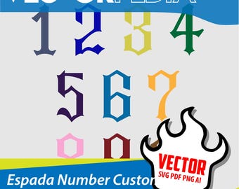 Paquete de vectores de números personalizados de Arrancar Espada – Emblema de anime / Ai, PDF, SVG, PNG (Descarga digital)