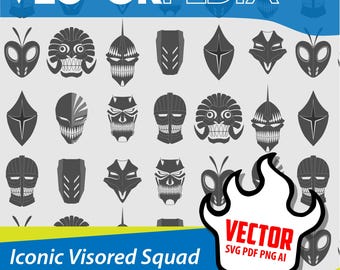 Paquete de logotipos vectoriales de Visored Squad / Emblemas personalizados de anime (descarga digital)