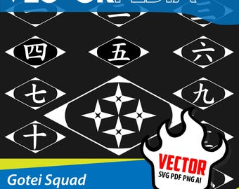 Paquete de vectores de Squad Gotei / Logotipo de fan art de anime / Vector, SVG, PNG, PDF