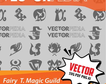 Paquete de vectores de logotipos de gremios mágicos: emblemas mágicos de anime (descarga digital)