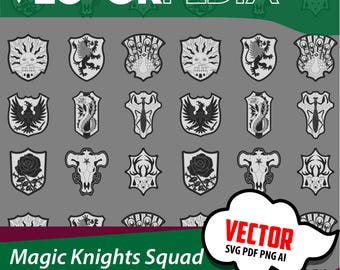 Paquete de logotipos vectoriales del Escuadrón de Caballeros Mágicos / Emblemas de anime (Descarga digital)