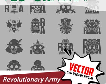 Paquete de logotipos vectoriales del Ejército Revolucionario - Jolly Roger Anime / SVG, DxF, PNG, Ai, PDF (Descarga digital)