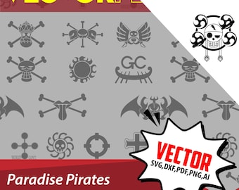 Paquete de vectores del logotipo de One Piece Paradise Pirates (descarga digital)