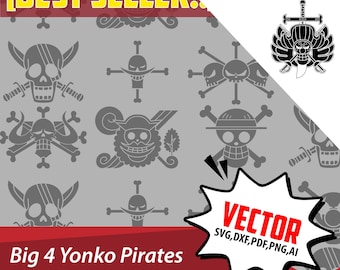 Paquete de vectores del logotipo de los Piratas de Yonko - Emblema del anime One Piece (Descarga digital)