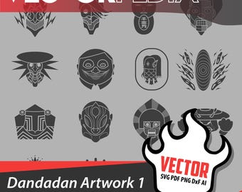 Paquete de arte vectorial de anime Yokai de Dan dadan / PNG, SVG, Ai, PDF, DxF (Descarga digital)